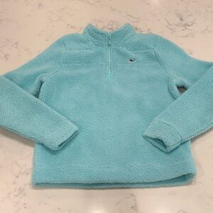 Girls Vineyard Vines Aqua Fleece Quarter-Zip